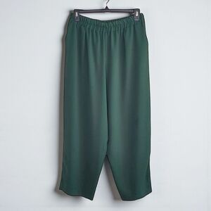 Martino Midali Toujours Stretch Waist Trouser Pants Pockets Green Crepe L